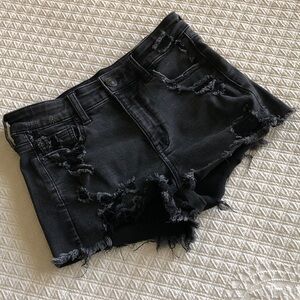 American Eagle Black Distressed Jean Shorts